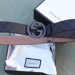 Gucci Black Monogram Supreme GG Belt 110/44
